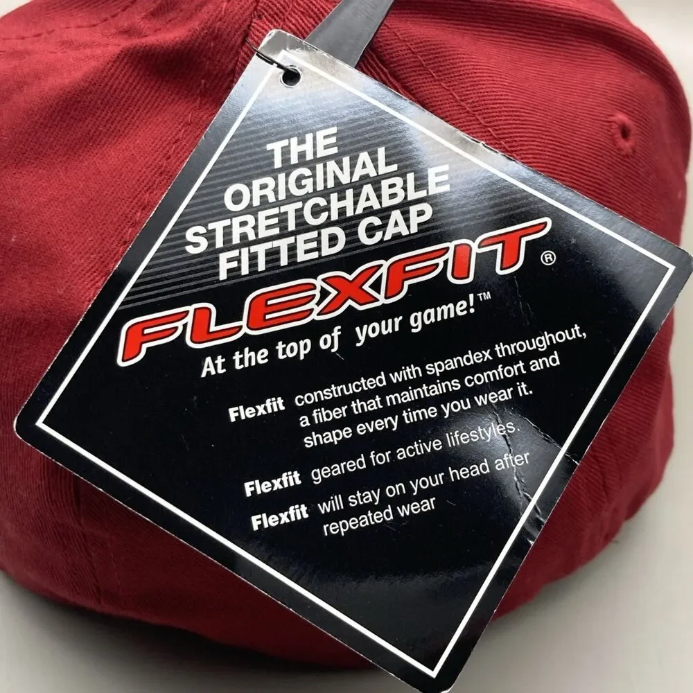 New! Eddie Bauer Flexfit Red One Size Fitted Baseball Cap Hat